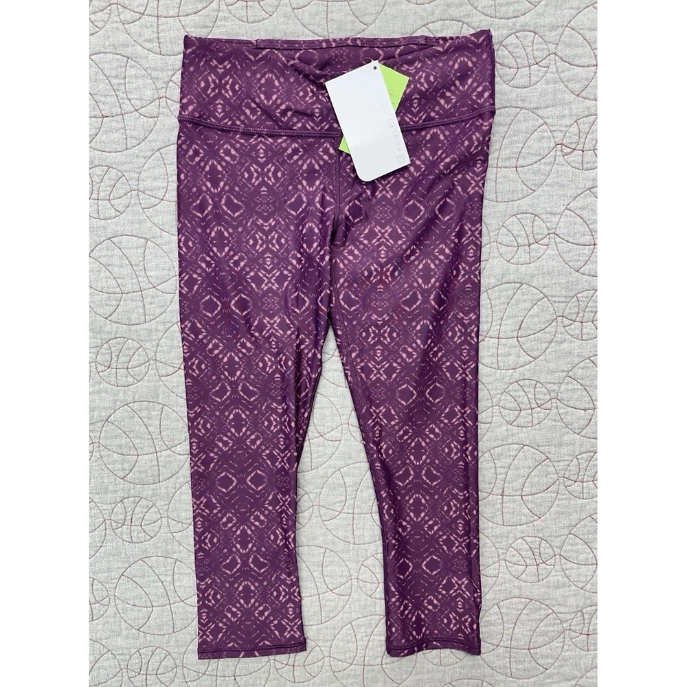 Fabletics Leggings Purple Salar Printed PowerLite Crop / Women's Small